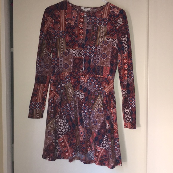 Long Sleeve Mini Bohemian Print Forever 21 Dress - Picture 2 of 6